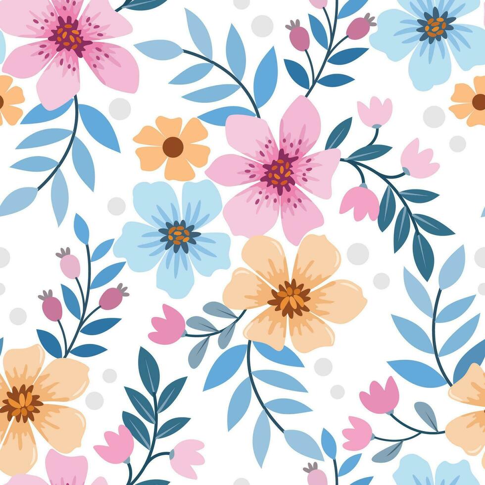 main colorée dessiner un motif sans couture de fleurs pour le papier peint textile en tissu. vecteur