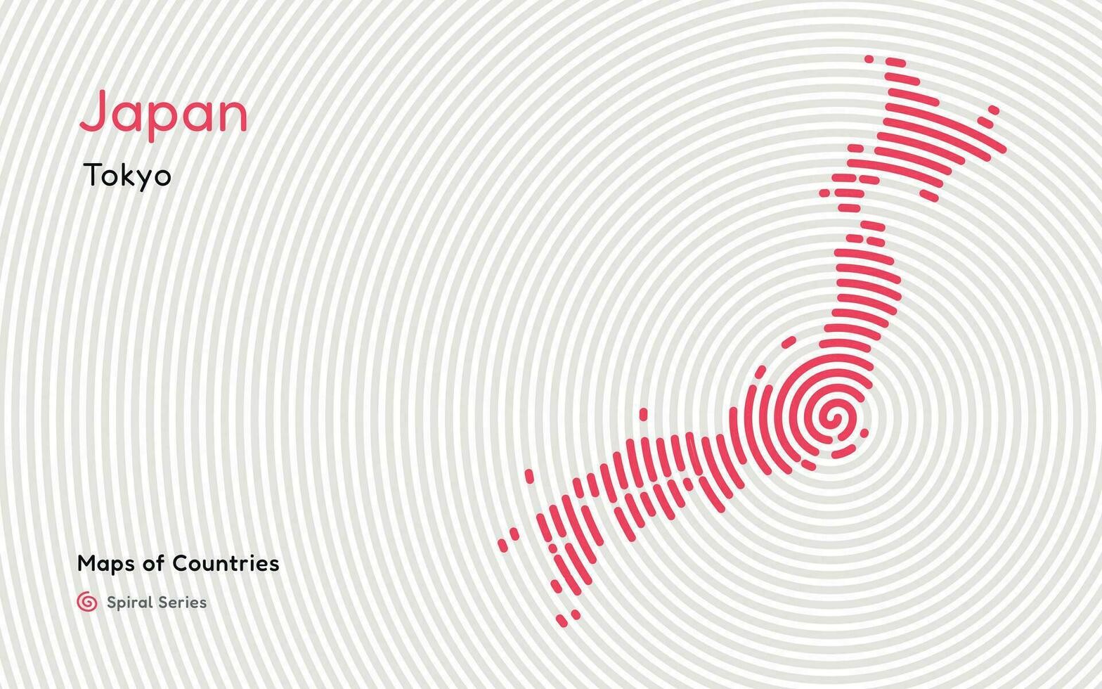 Créatif carte de Japon. politique carte. Tokyo. capital. monde des pays vecteur Plans série. spirale empreinte digitale séries noir