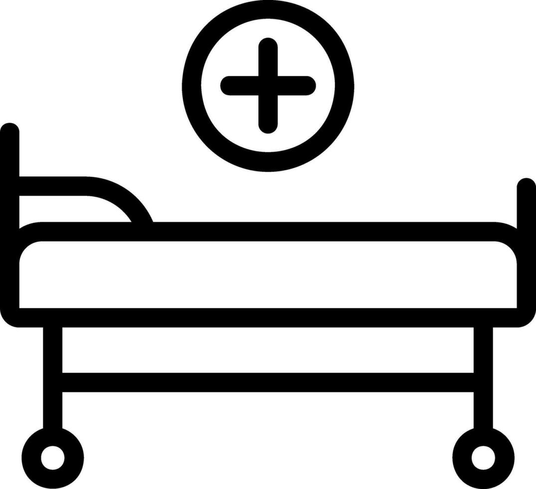 icône de ligne de lit d'hôpital vecteur