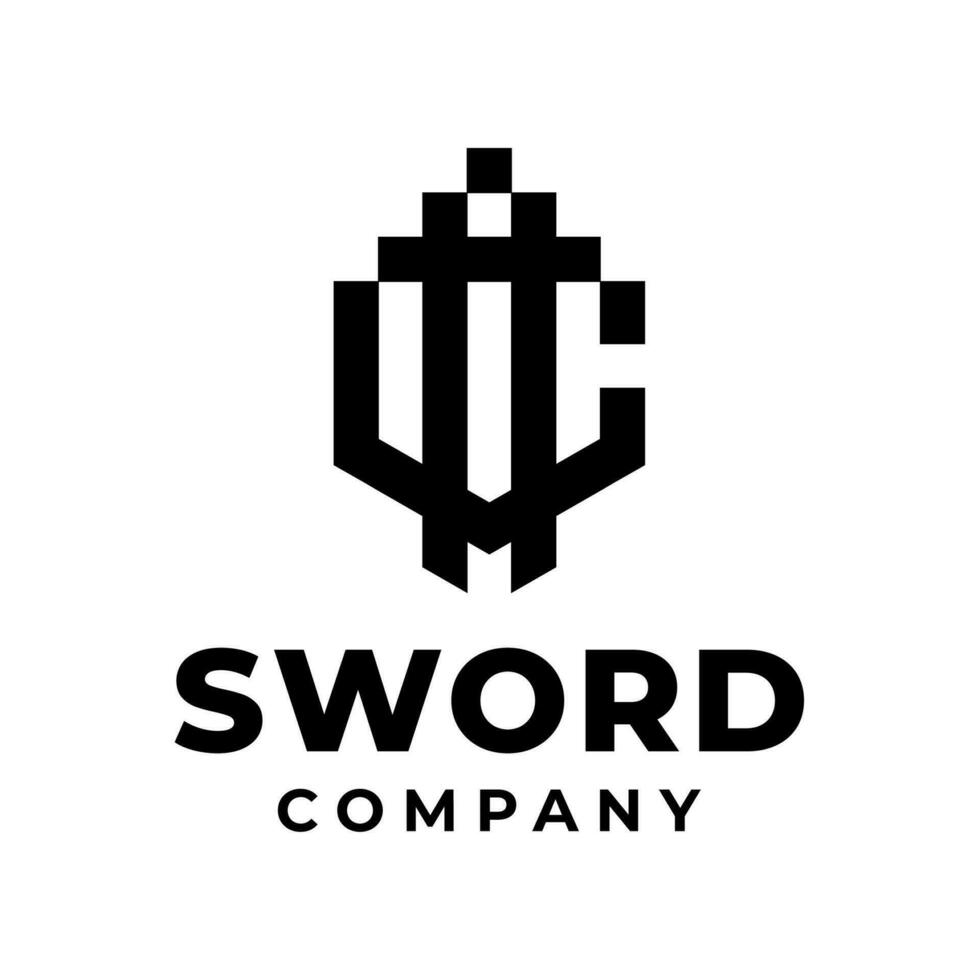 minimaliste monogramme lettre c et épée logo conception pour votre marque identité vecteur