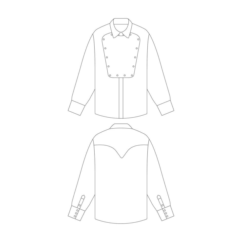 modèle bavoir de face occidental chemise vecteur illustration plat conception contour Vêtements collection