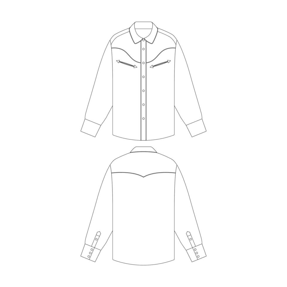 modèle occidental chemise vecteur illustration plat conception contour Vêtements collection