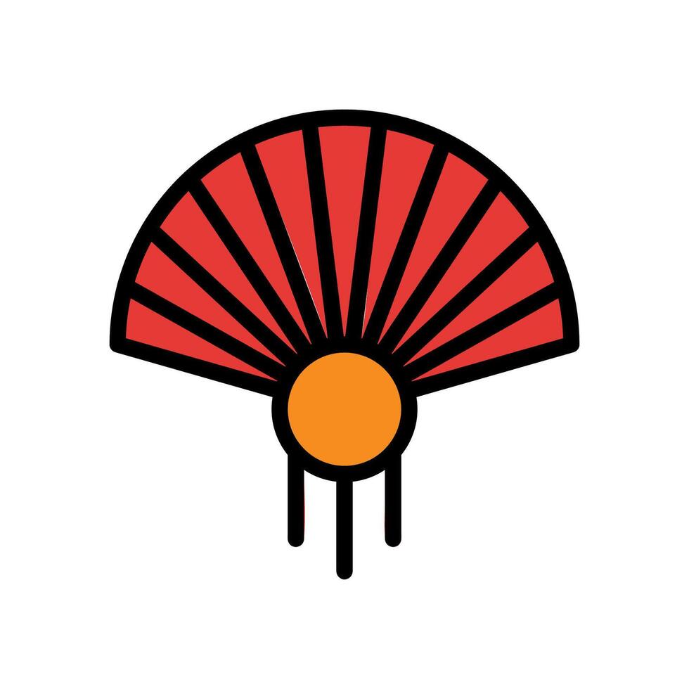 ventilateur icône coloré contour rouge Orange Couleur chinois Nouveau année symbole parfait. vecteur