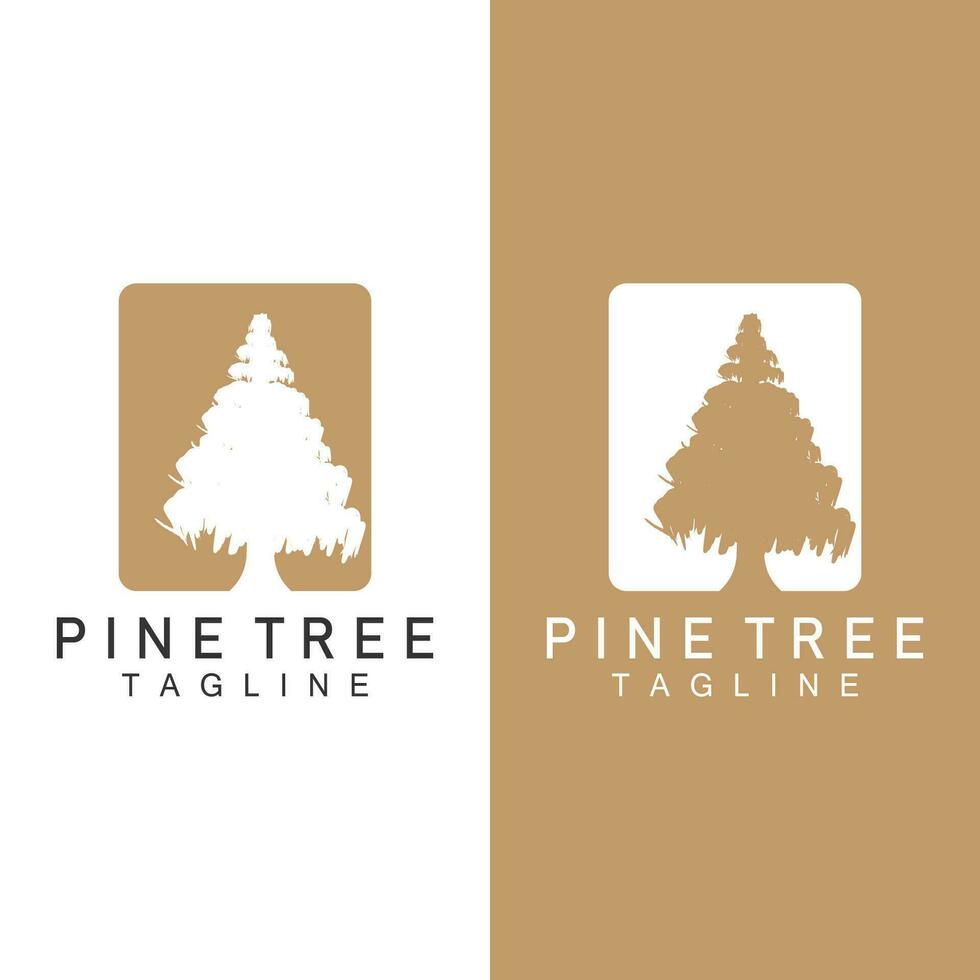 pin arbre logo, vecteur conception illustration modèle à feuilles persistantes arbre ancien silhouette forêt