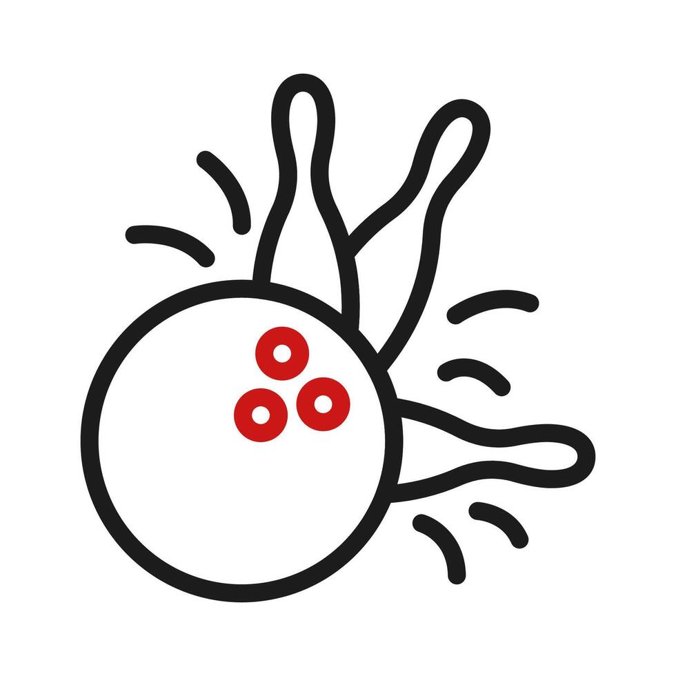 bowling icône bicolore rouge noir sport symbole illustration. vecteur