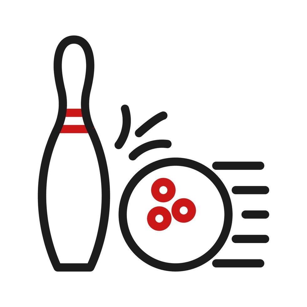 bowling icône bicolore rouge noir sport symbole illustration. vecteur