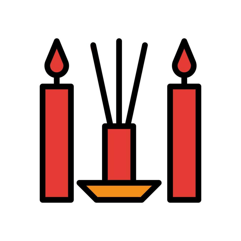 encens icône coloré contour rouge Orange Couleur chinois Nouveau année symbole parfait. vecteur