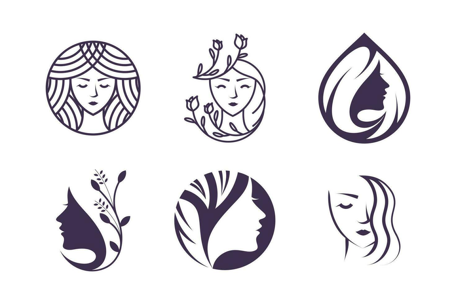 ensemble de beauté femme logo conception vecteur avec Créatif élément concept