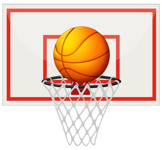 Basketball avec plateau de basket et filet vecteur
