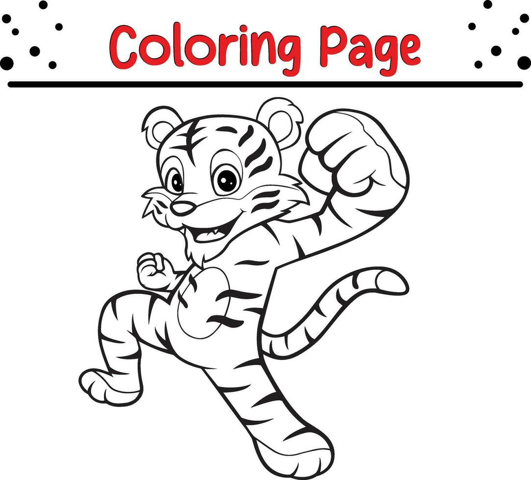 mignonne tigre dessin animé coloration page. animal illustration vecteur. pour des gamins coloration livre. vecteur
