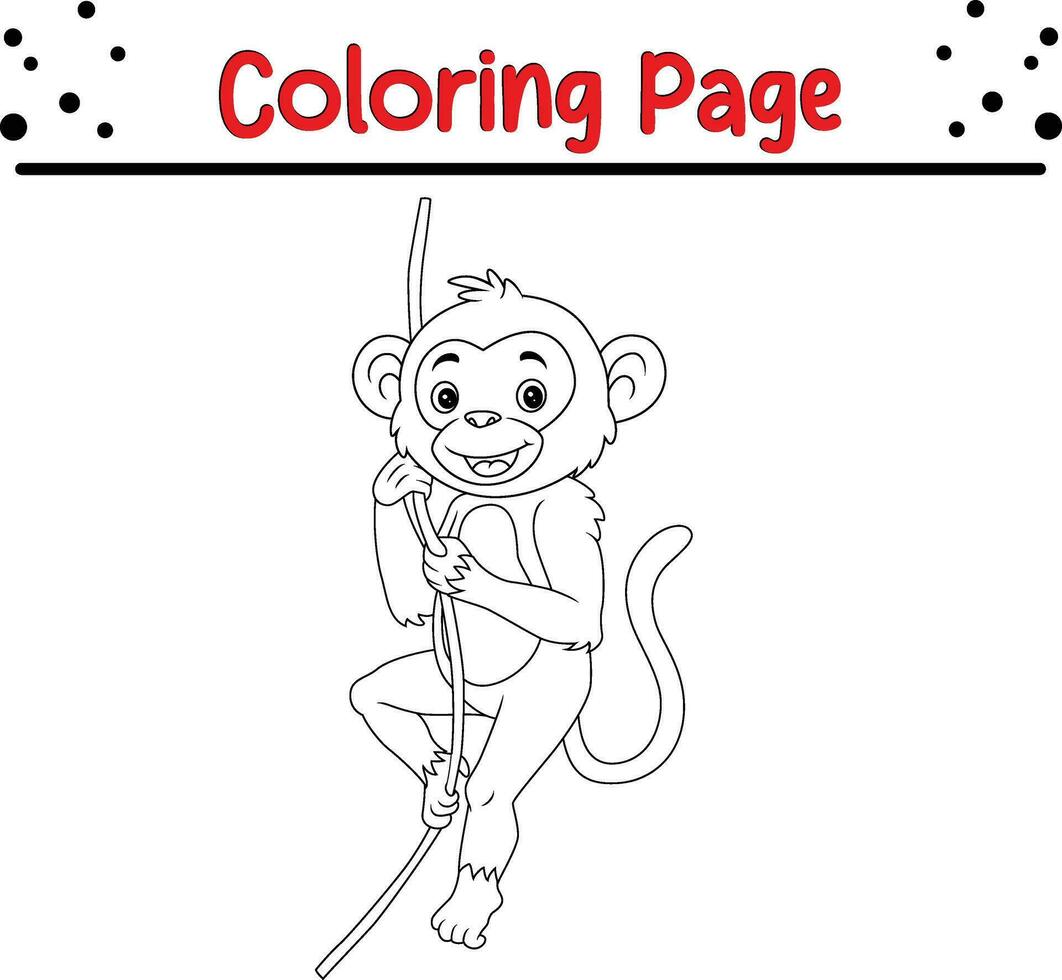 mignonne singe dessin animé coloration page. animal illustration vecteur. pour des gamins coloration livre. vecteur