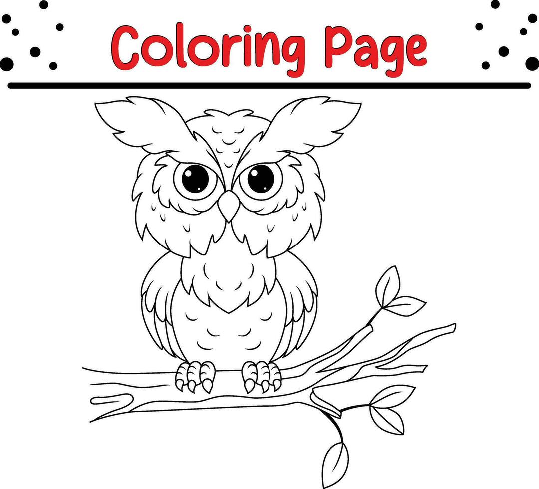 mignonne hibou animal coloration page pour les enfants. noir et blanc vecteur illustration pour coloration livre.