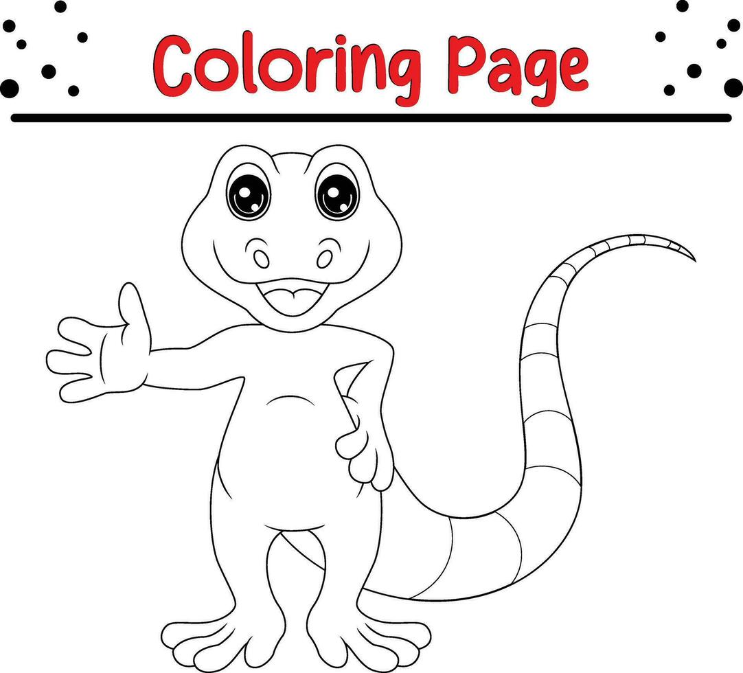 mignonne lézard animal coloration page pour les enfants. noir et blanc vecteur illustration pour coloration livre.