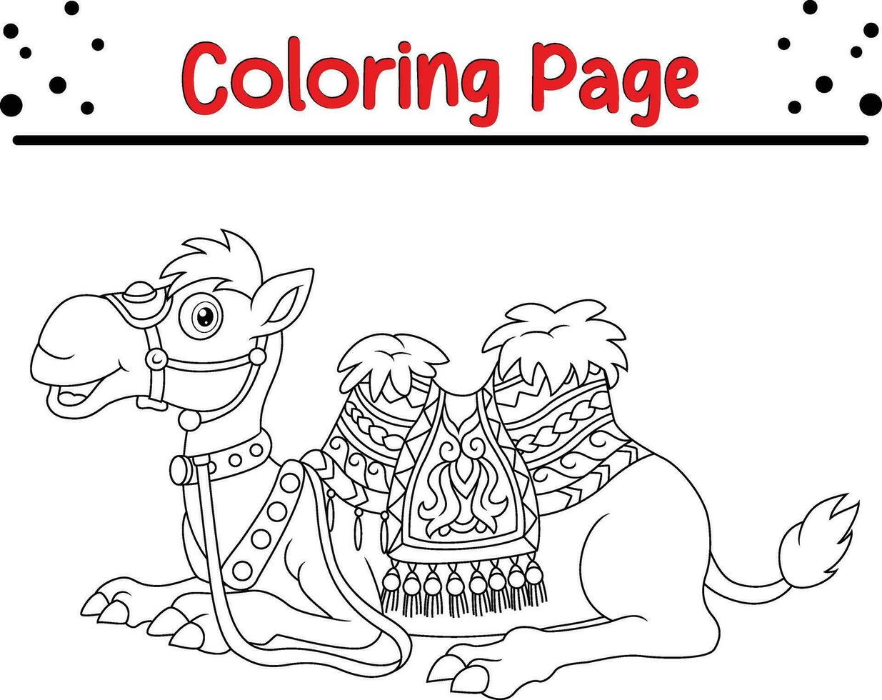 chameau coloration page pour les enfants. noir et blanc vecteur illustration pour coloration livre