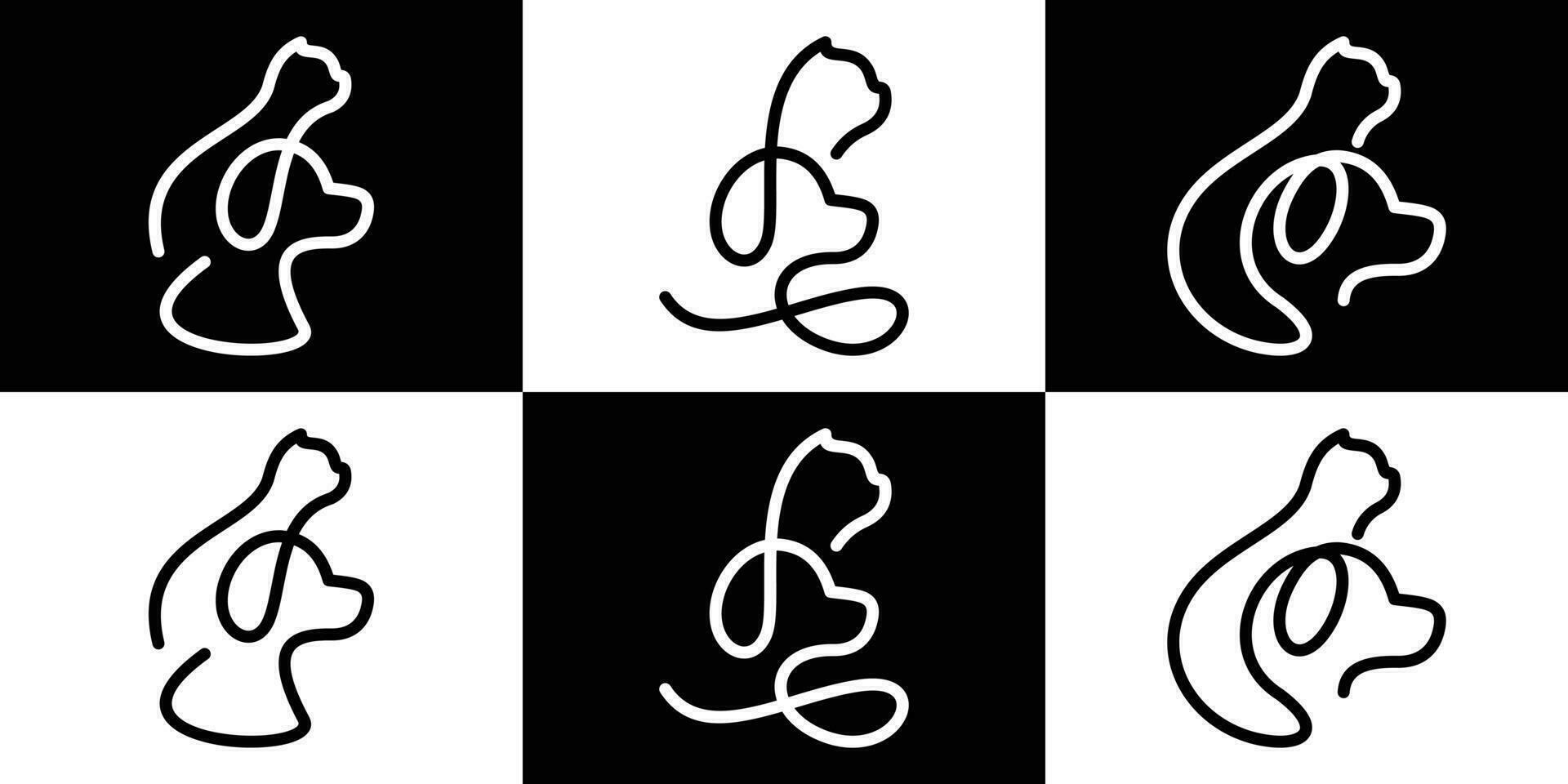 animal animal de compagnie logo conception ensemble icône ligne vecteur illustration