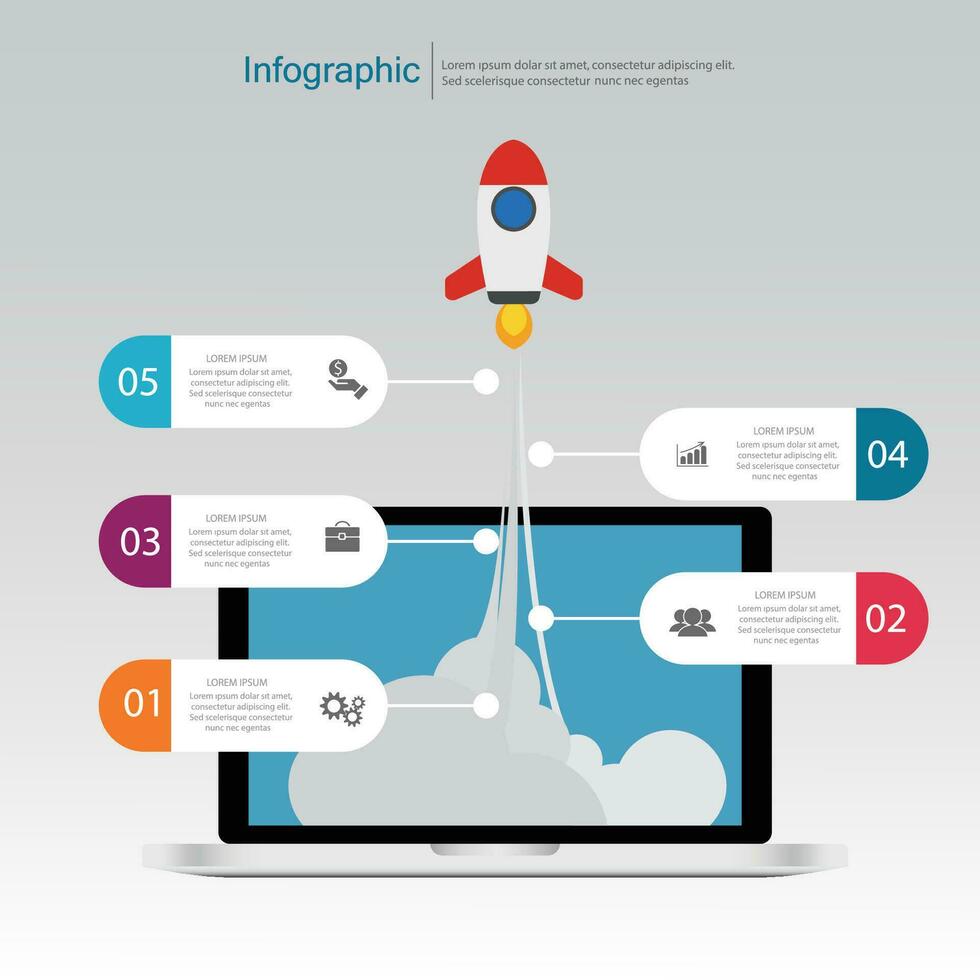 infographie vecteur, graphique. présentation. affaires notions, les pièces, pas, processus. visualisation de infographie données. Commencez modèle. - vecteur