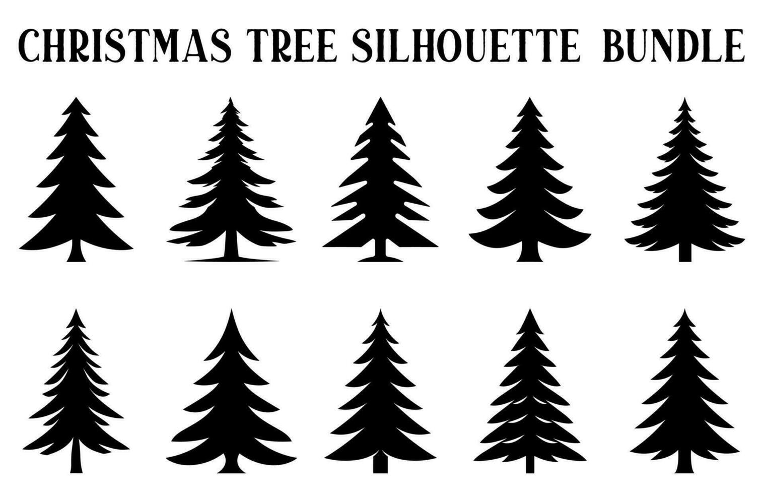 Noël arbre silhouette clipart empaqueter, ensemble de hiver des arbres, pin des arbres vecteur silhouette ensemble