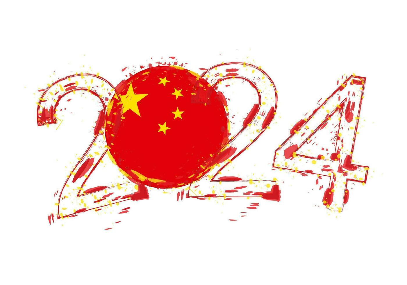 2024 année dans grunge style avec drapeau de Chine. vecteur