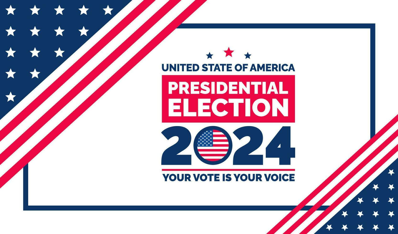 présidentiel élection 2024 Contexte conception modèle avec Etats-Unis drapeau. voter dans Etats-Unis drapeau bannière conception. élection vote affiche. Président vote 2024. politique élection 2024 campagne Contexte. vecteur