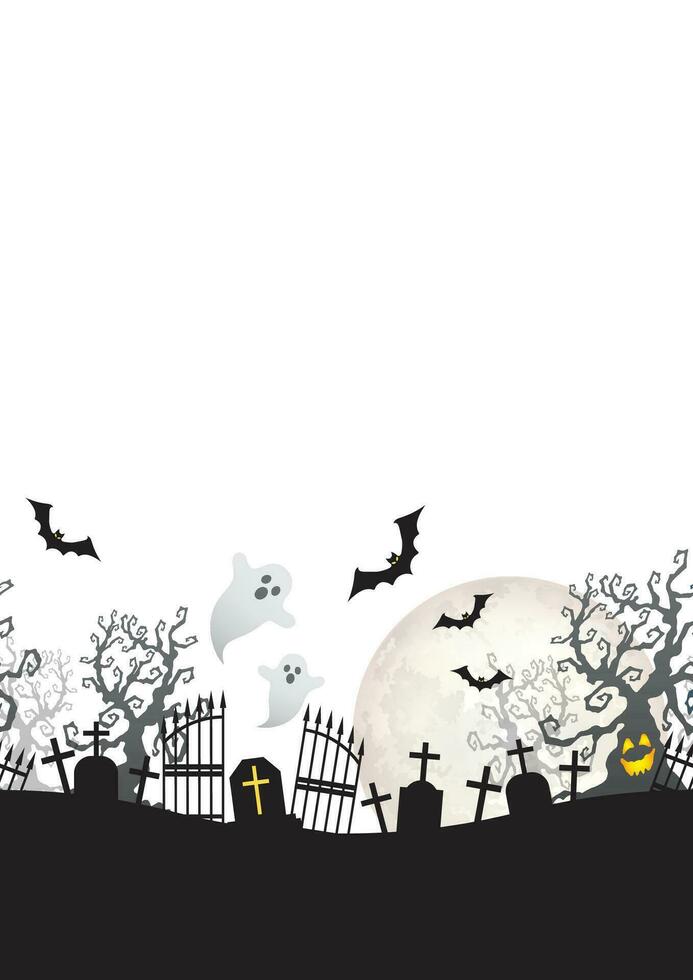 Halloween Contexte avec pierres tombales et chauves-souris vecteur