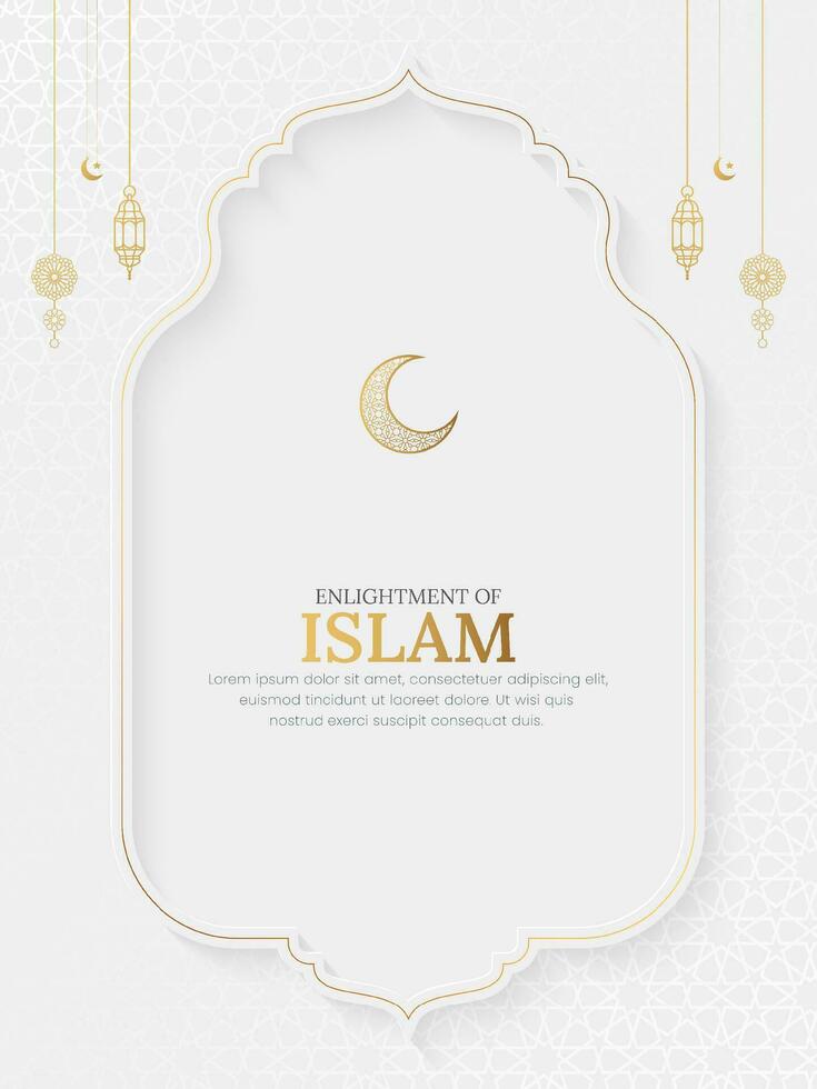 islamique blanc luxe ornemental salutation carte avec arabe modèle et décoratif ornements vecteur