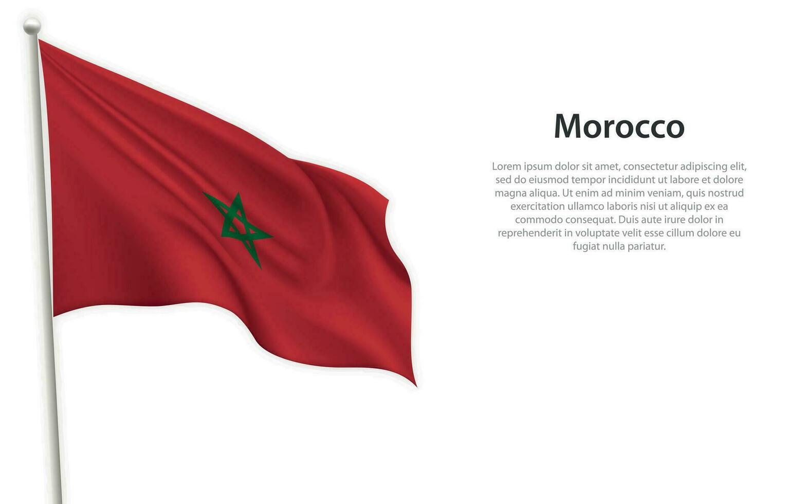 agitant drapeau de Maroc sur blanc Contexte. modèle pour indépendance journée vecteur