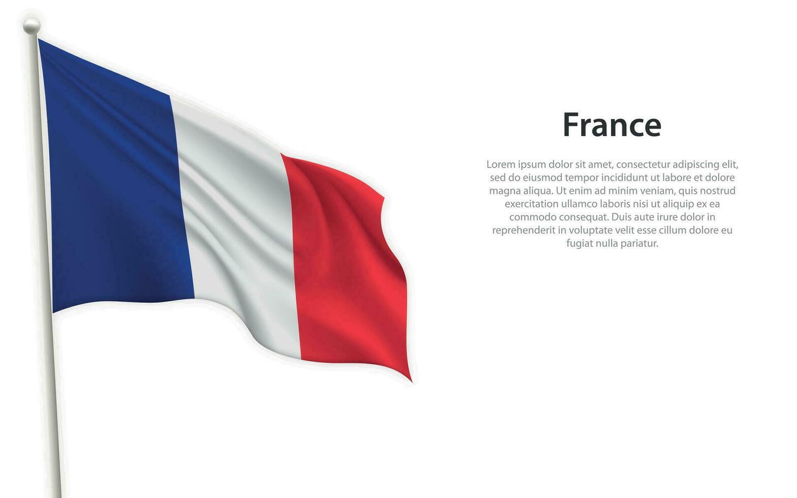 agitant drapeau de France sur blanc Contexte. modèle pour indépendance journée vecteur