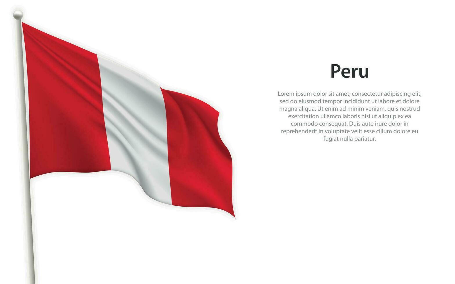 agitant drapeau de Pérou sur blanc Contexte. modèle pour indépendance journée vecteur