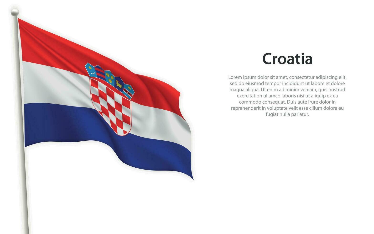 agitant drapeau de Croatie sur blanc Contexte. modèle pour indépendance journée vecteur