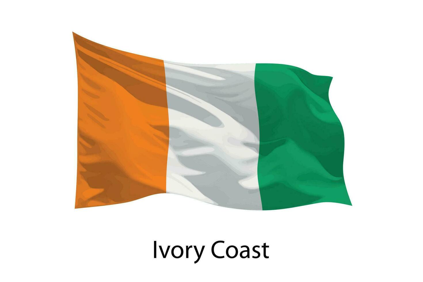 3d réaliste agitant drapeau de Ivoire côte isolé vecteur