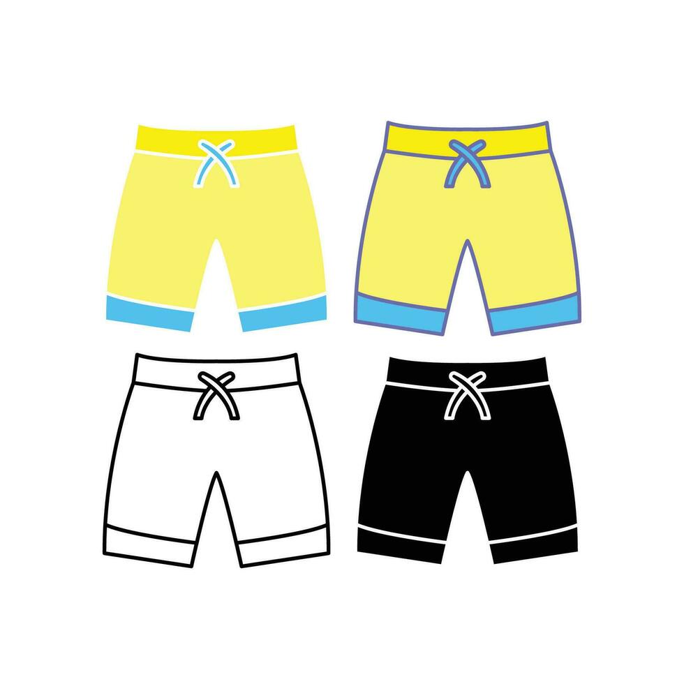 Hommes plage short pour natation. heure d'été vacances. nager les troncs, surfant un pantalon pour magasins app et magasins symbole concept ligne plage court icône. vecteur illustration. conception sur blanc Contexte eps10