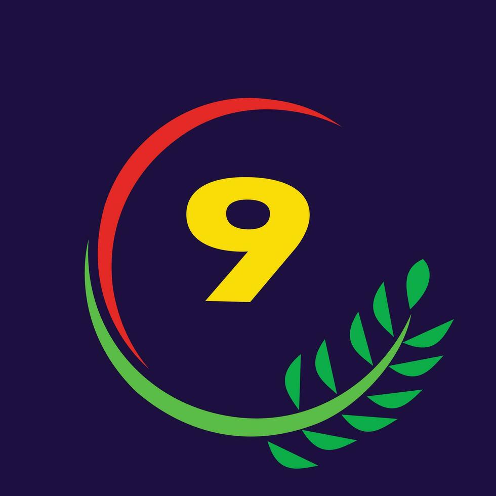 cercle lettre 9 logo vecteur gratuit