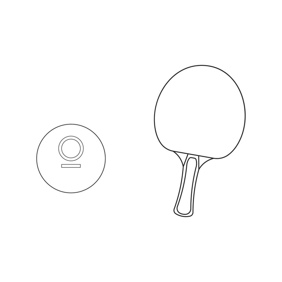 main tiré dessin animé vecteur illustration table tennis raquette et Balle sport icône isolé sur blanc Contexte