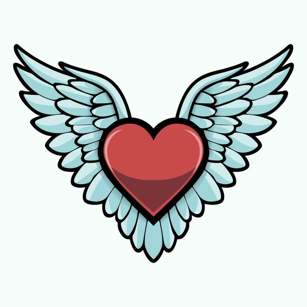 cœur avec ailes de base mignonne logo vecteur isolé sur blanc Contexte.