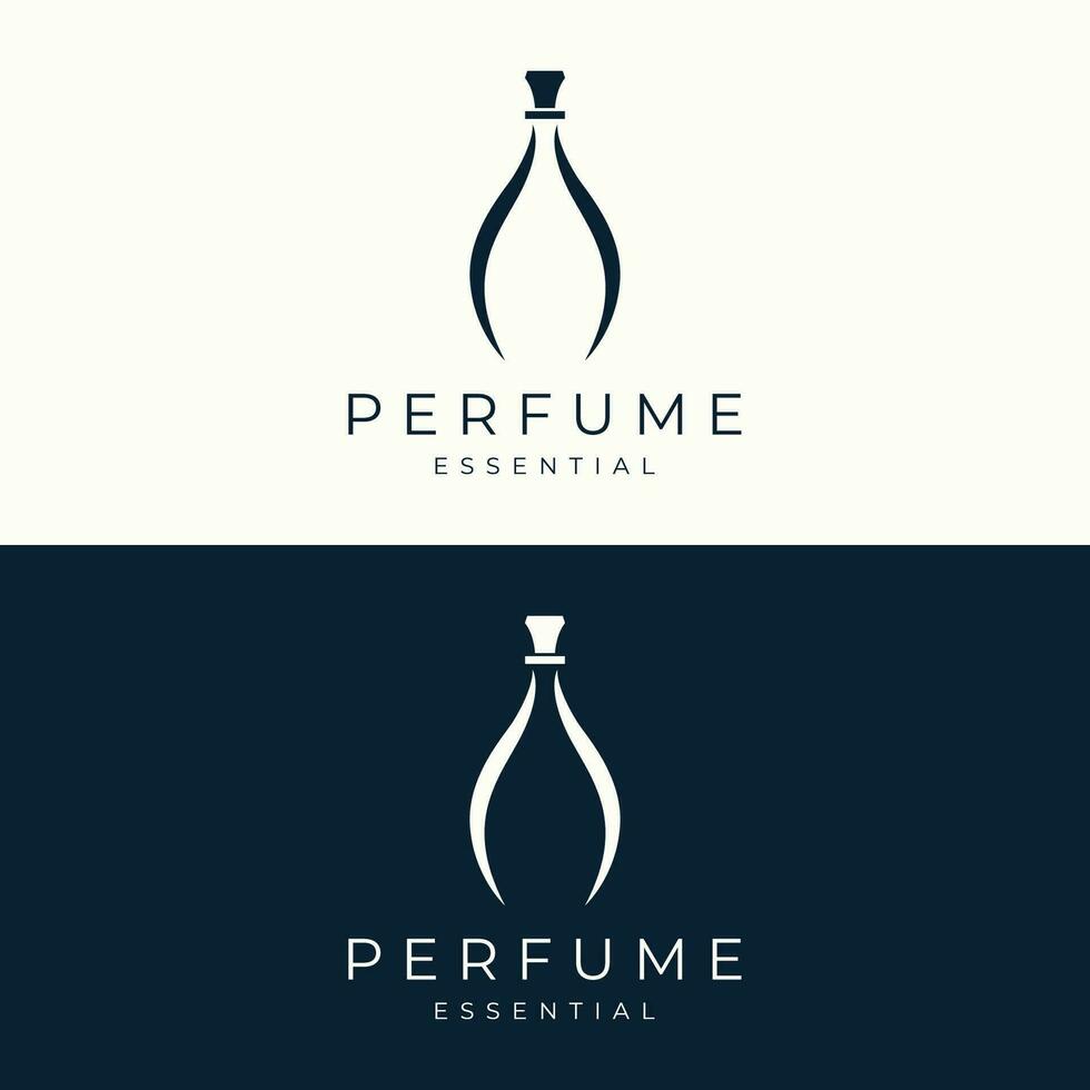 luxe essence fragrance parfum logo modèle conception isolé Contexte. vecteur