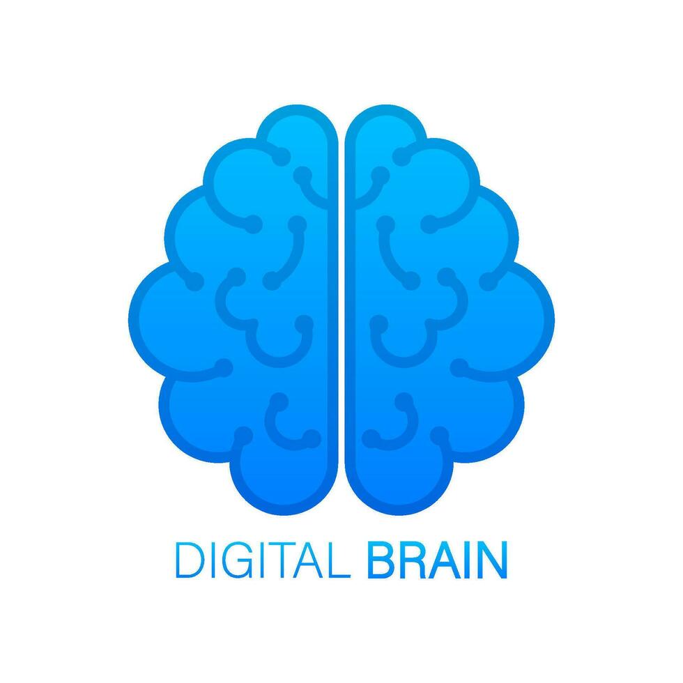 cerveau. numérique cerveau dans main. neural réseau. iq essai. idée de génie pense idée. vecteur Stock illustration