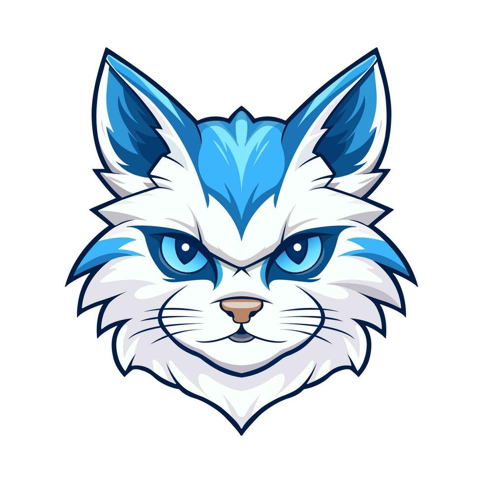 une mascotte logo de une bleu chat isolé blanc Contexte. vecteur