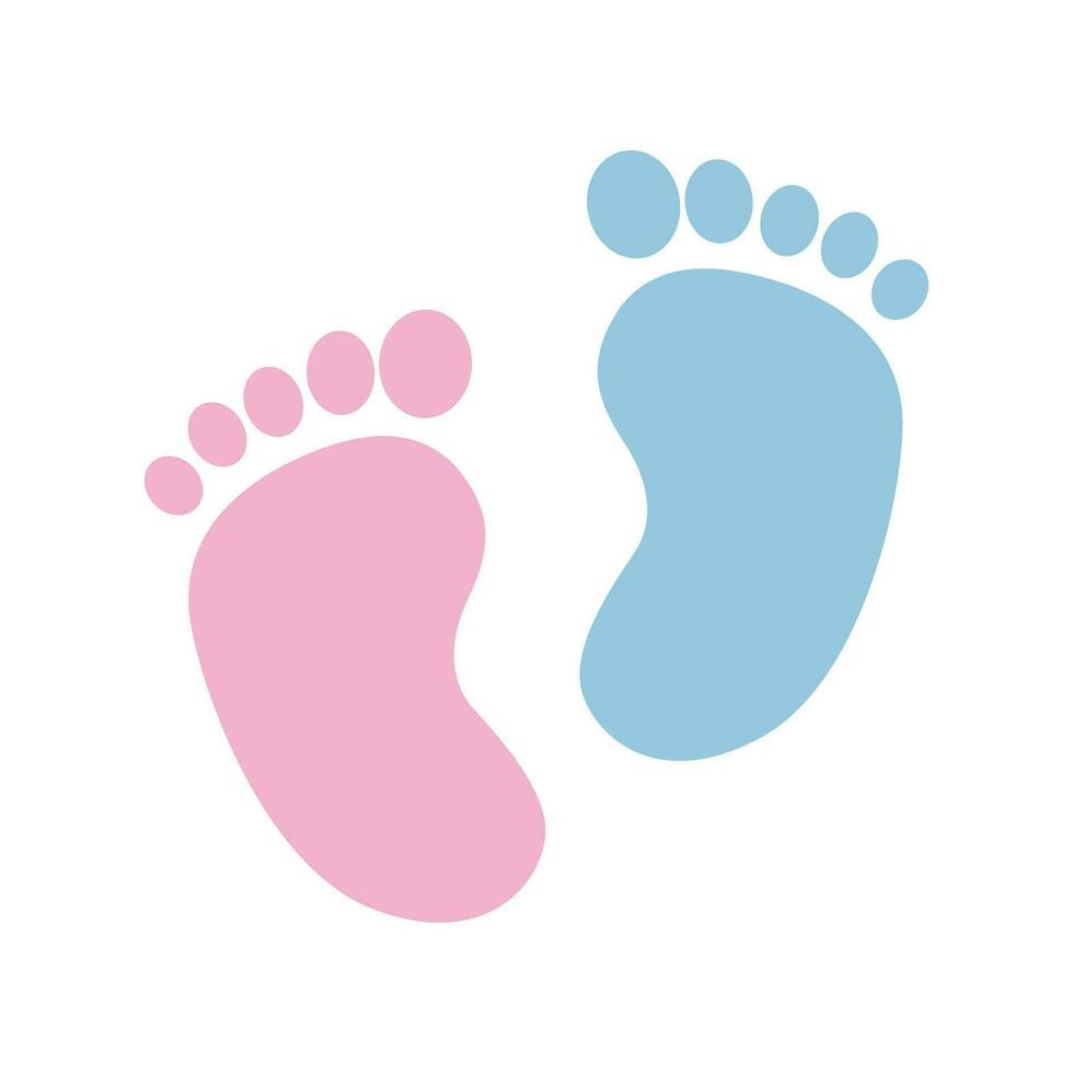 bébé pied impression rose et bleu couleurs. vecteur