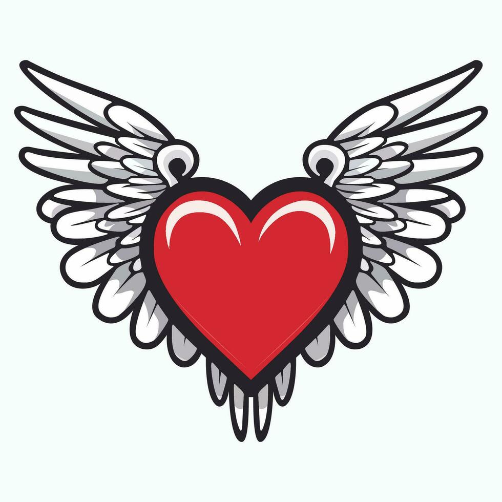 cœur avec ailes logo vecteur isolé sur blanc Contexte