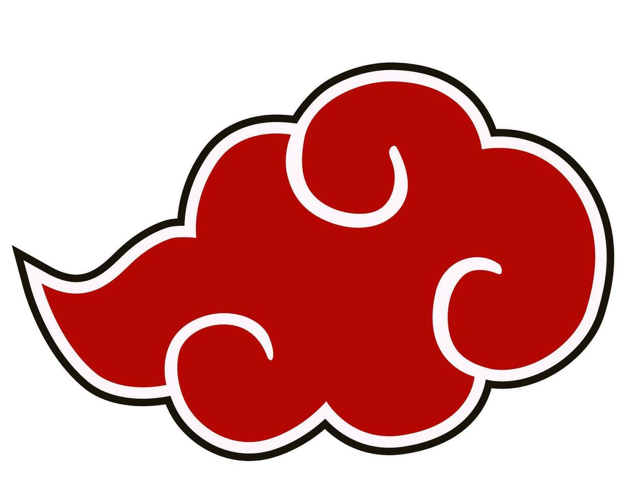 Akatsuki emblème, Naruto animé. Naruto rouge nuage art isolé symbole logo vecteur illustration.