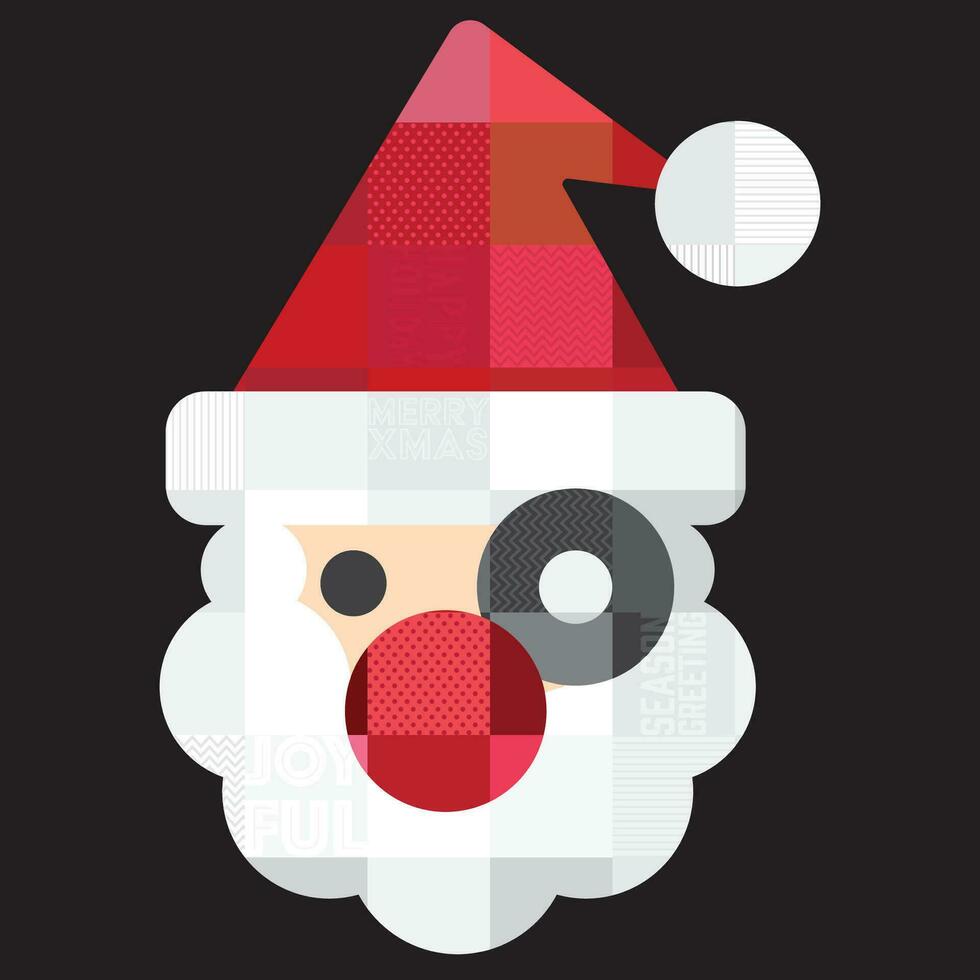 Père Noël clauses visage isolé avec mosaïque dynamique style sur noir Contexte vecteur illustration.