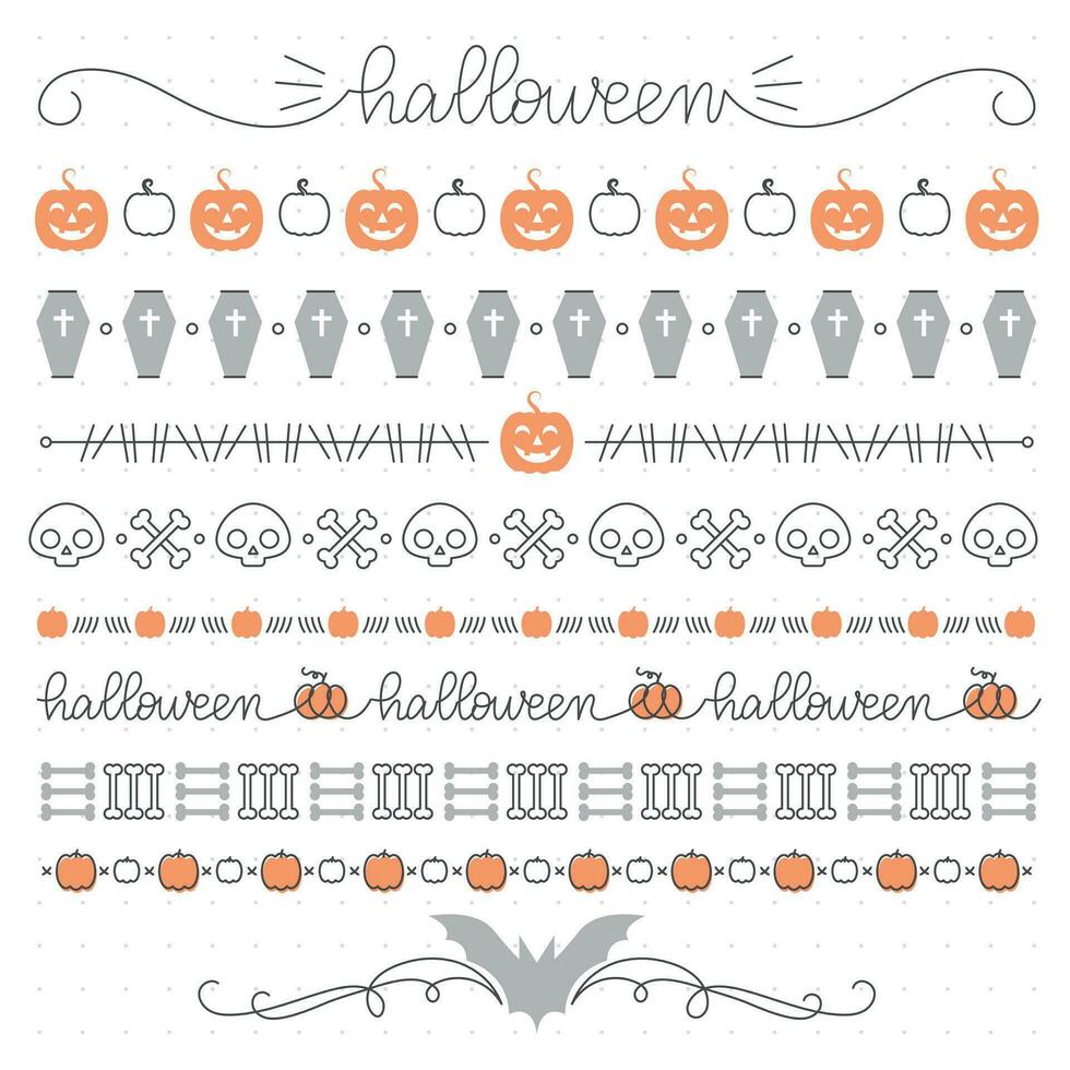 Halloween à thème sans couture les frontières collection, Facile un ligne style, modifiable ligne épaisseur. vecteur illustration