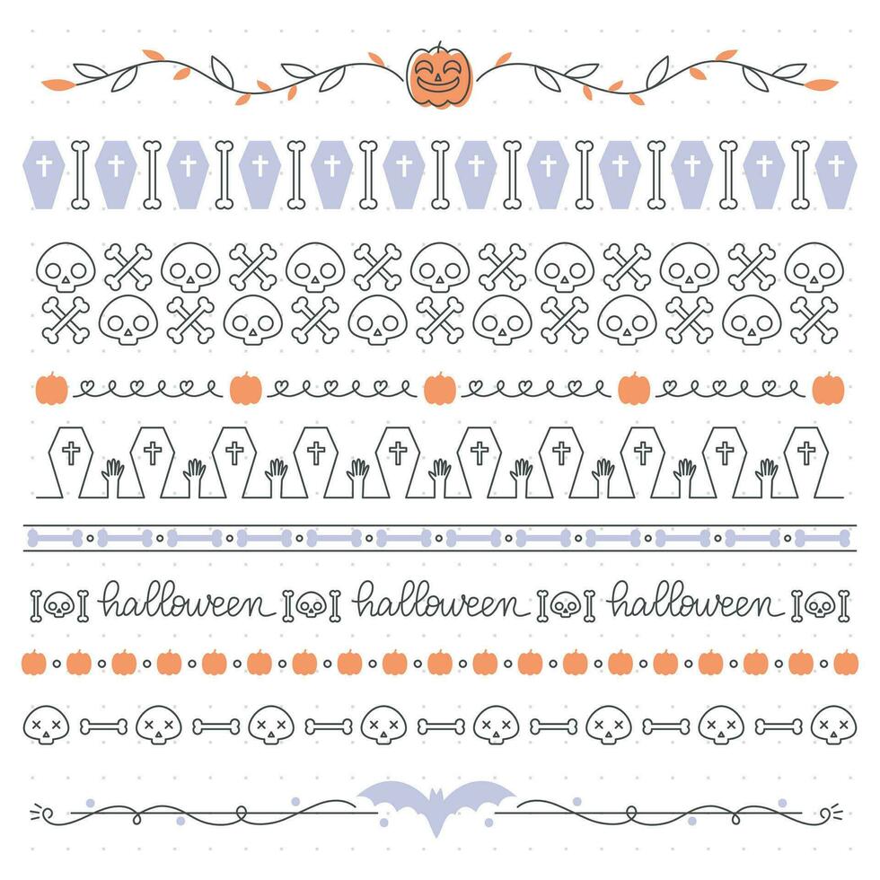 Halloween à thème sans couture les frontières collection, Facile un ligne style, modifiable ligne épaisseur. vecteur illustration