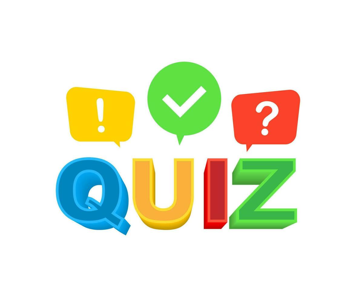 quiz logo avec discours bulle symboles, concept de questionnaire spectacle chanter, quiz bouton, question concours. vecteur Stock illustration.