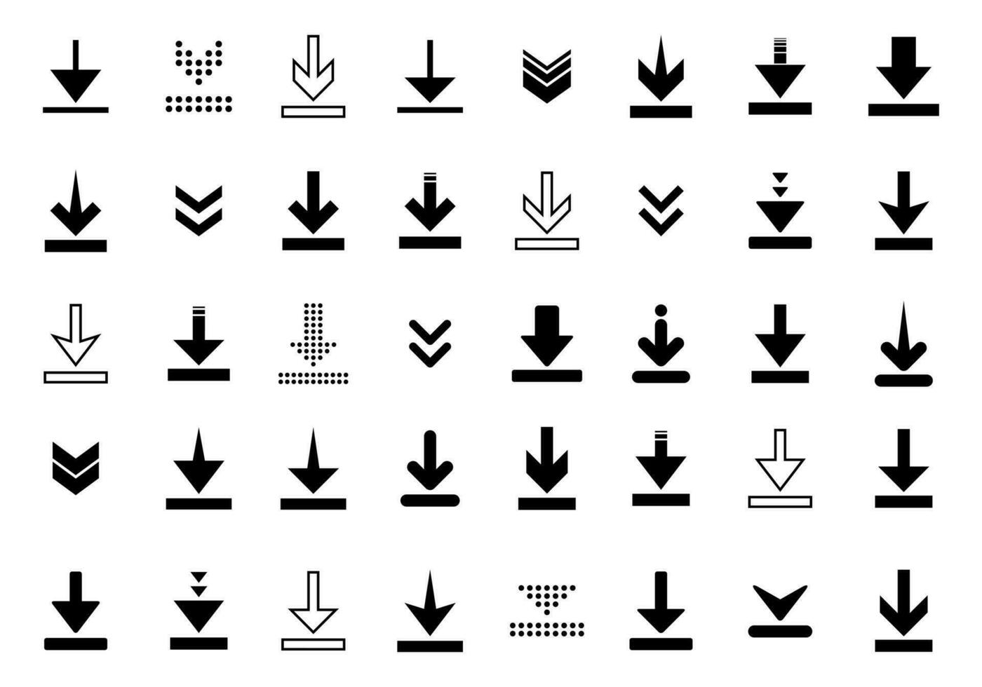 Télécharger icône vecteur ensemble collection. navigateur Téléchargement signe symbole isolé sur blanc Contexte
