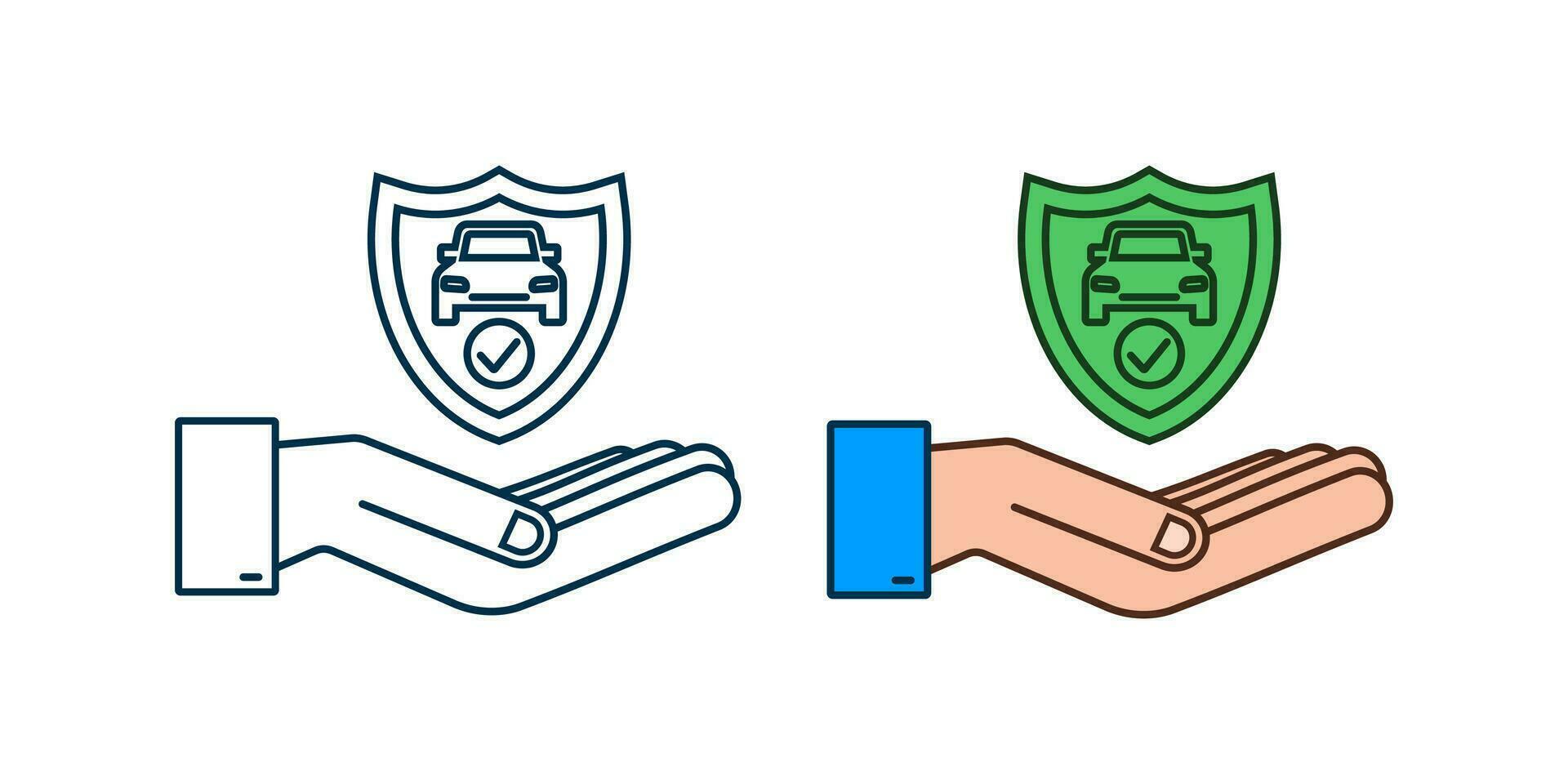 voiture Assurance Contrat document plus de mains. bouclier icône. protection. vecteur Stock illustration