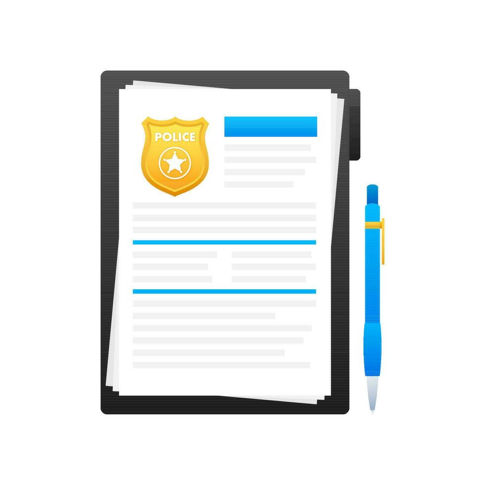 police rapport. presse-papiers avec police badge. vecteur Stock illustration