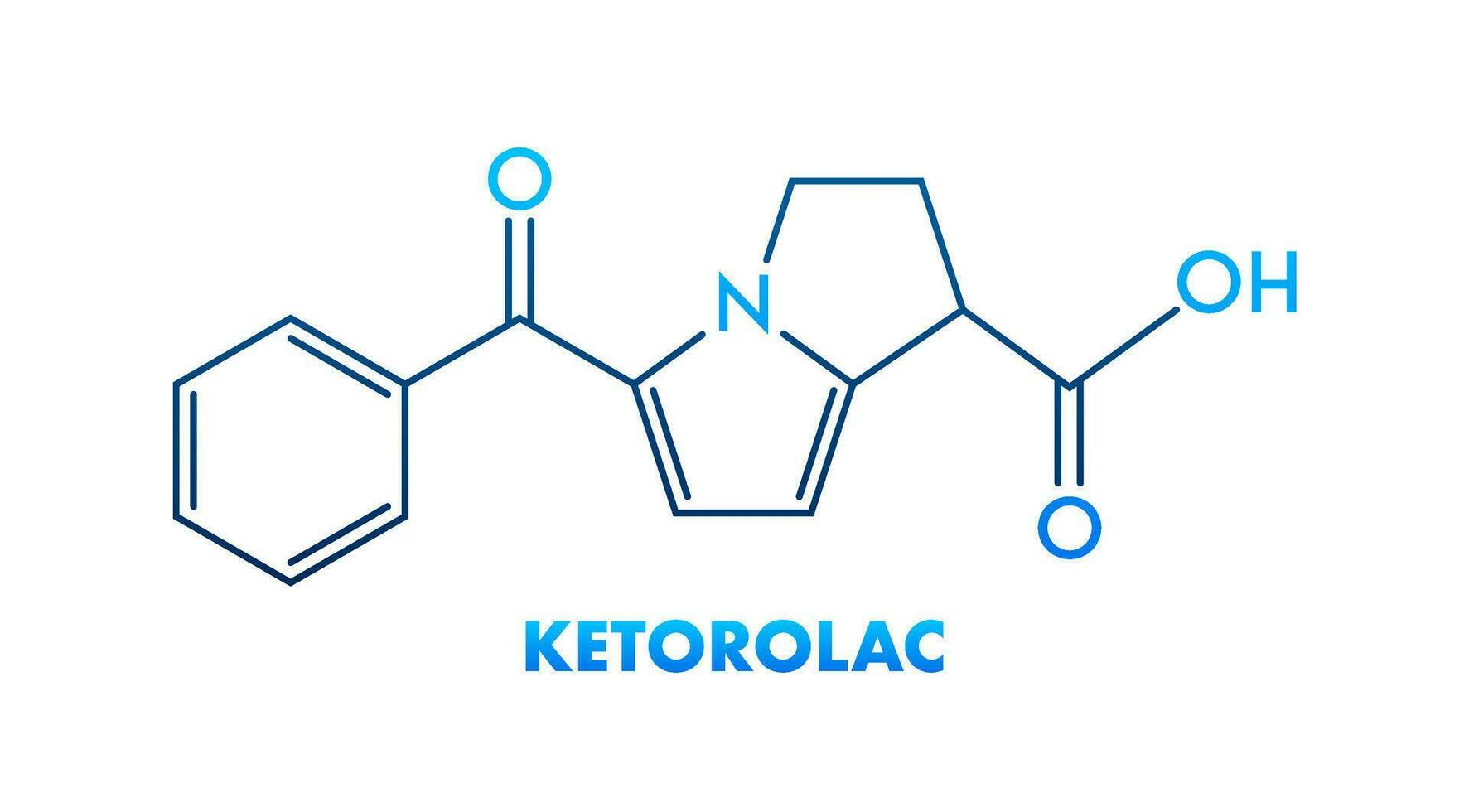 kétorolac concept chimique formule icône étiqueter, texte Police de caractère vecteur illustration.