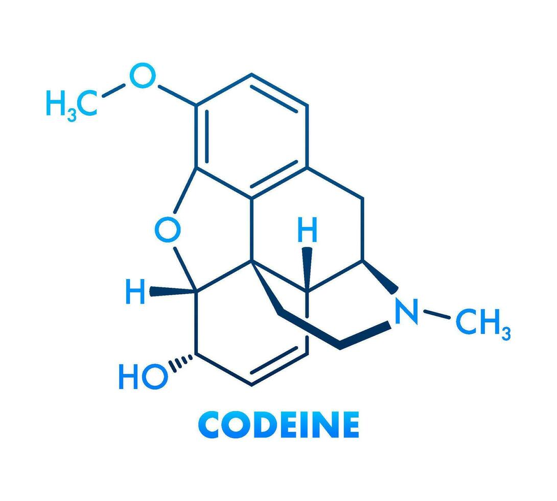 codéine chimique formule. codéine chimique moléculaire structure. vecteur