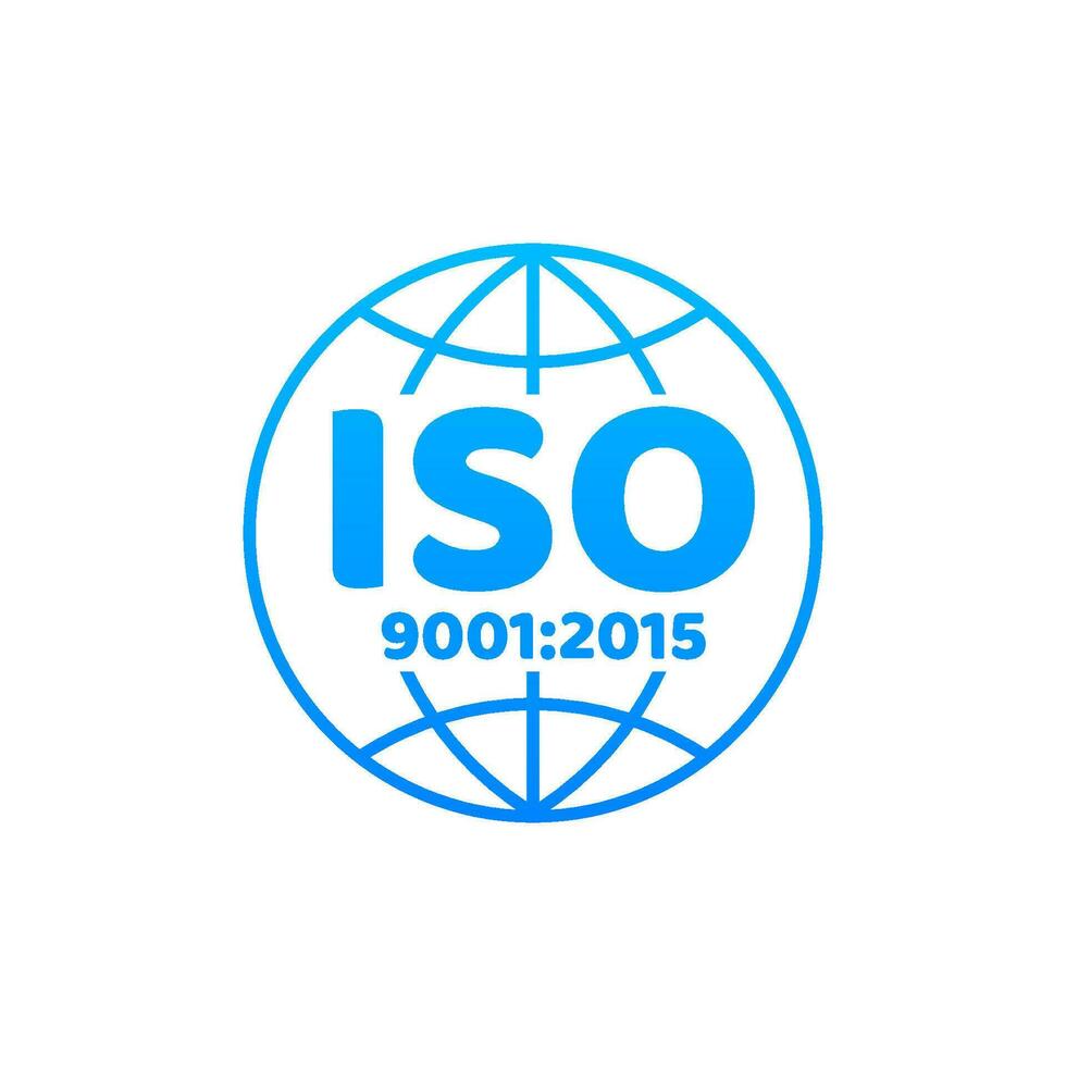 iso 9001 agréé badge, icône. certification timbre. plat conception vecteur